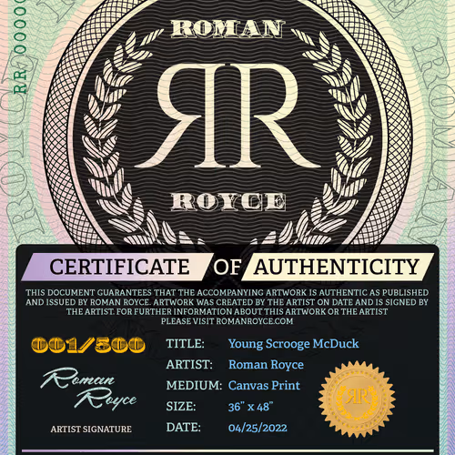 ROMAN ROYCE CERTIFICATE OF AUTHENTICITY