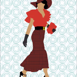  Single Lady Checker Print Swirl BG