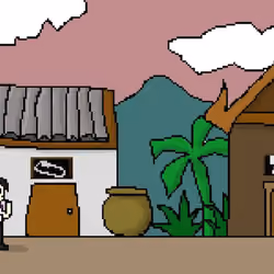 Southeast Asia pixel looks like side scrolling game shop