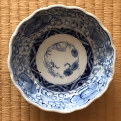#spm0006/Koimari_Sometsuke, line drawing, peony arabesque_Namasu plate