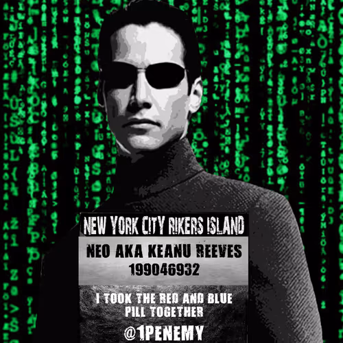 NEO AKA KEANU REEVES: SOHO MUGSHOT LINE UP BY NYC STREET ARTIST 1PENEMY