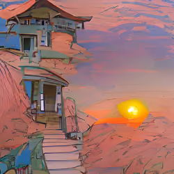 Villa in sunset and at dawn #97