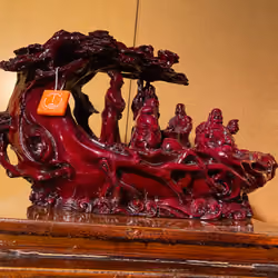 #0015/Red sandalwood_Seven Lucky Gods_Sculpture ornament