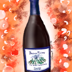 WineFiesta #2a - Wine bottle sketch of ‘The Beaux Fereres Vineyard Pinot Noir with Visual Tasting No