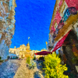 Strolling through an Italian square