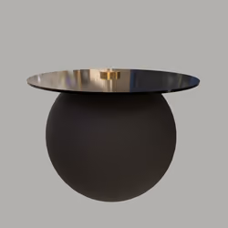 Pluto Table - Matte Black, Black Glass & Brass Pin