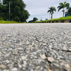 by roads 