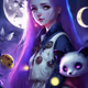 Girl and Little Pandas
