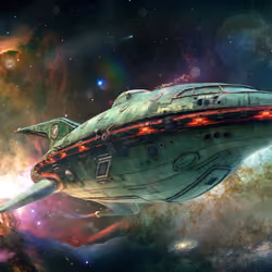 Shuttle in space -Nebula