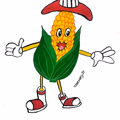 Colorful cartoon of corn 