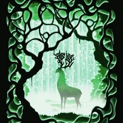 Deer in The Colorful Enchanted Forest GIF