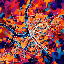 Abstract Aerial: Colorful Interpretation of London Map