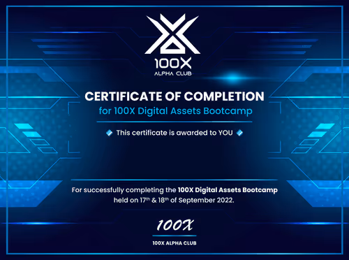 100X Bootcamp Certificate