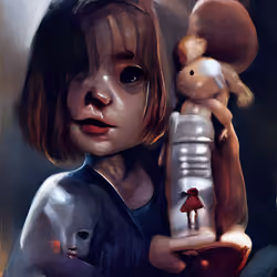 Forgotten. Girl with doll