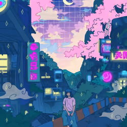 Sakura neon town 🌸🌇