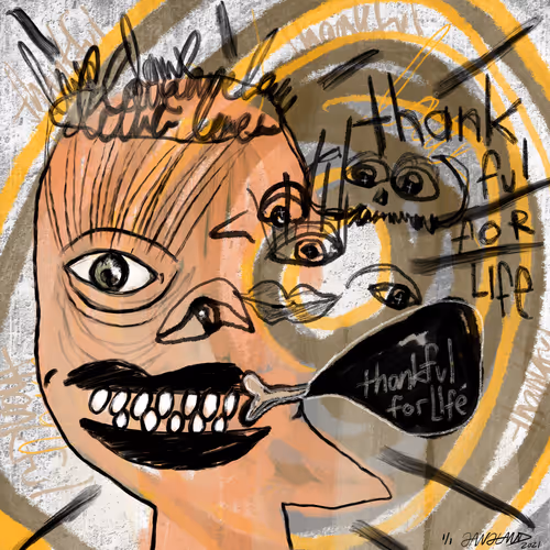 Gangland Skull #328 - "Thankful" - by Eddie Gangland - 1/1