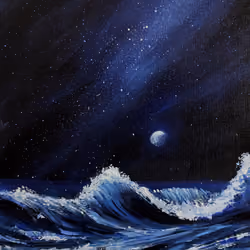 Dancing waves on a starry night