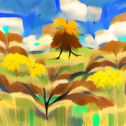 tree in an autumn field