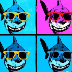 Andy Warhol Style _ Shark 2 wearing glasses