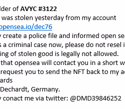 AVYC #3122 was stolen