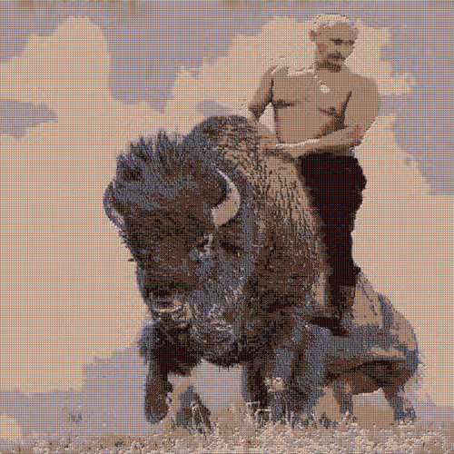 President Putin Riding a Bison