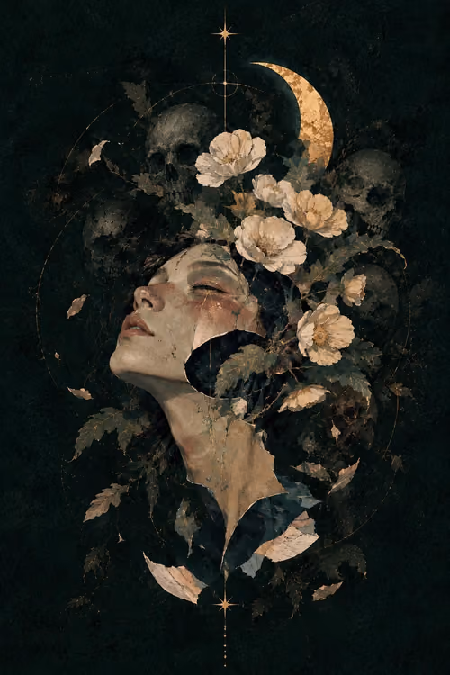 Behind the flowers