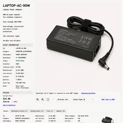 ITEM #100, LAPTOP-AC-90W