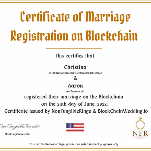 Blockchain Marriage Certificate #3