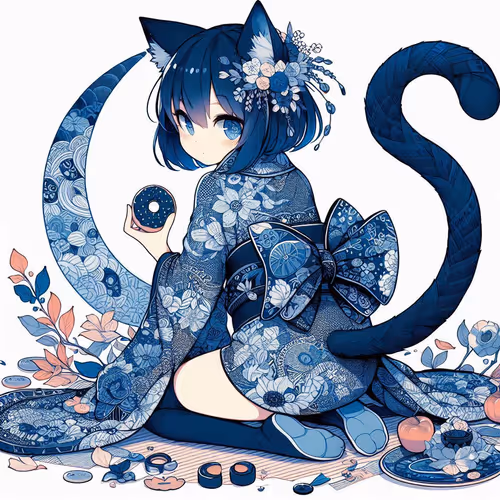 Cat Girl And Moon