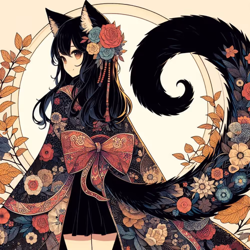 Cat Girl And Moon