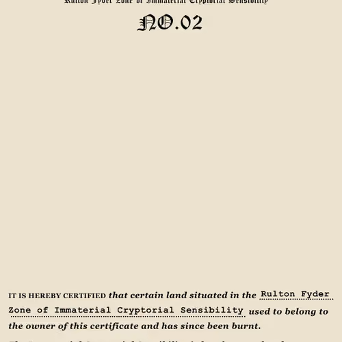 Rulton Fyder Certificate of Burn No.2