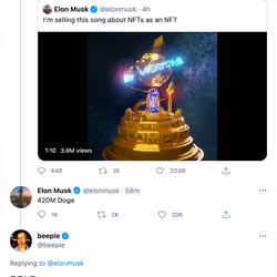 Elon Musk x Beeple - Twitter Screen Shot 1 of 1 - Original Screen Shot
