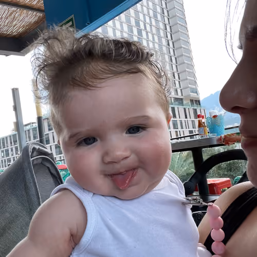 Baby says hi with tongue!