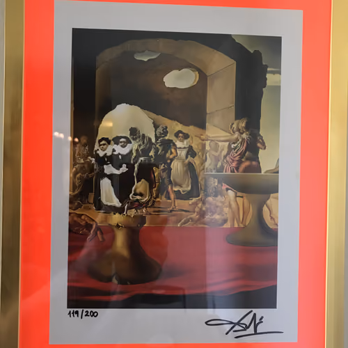  Hand Signed Salvador Dali Original Print 1974 #119/200 "Slave Market with the Disappearing Bust of Voltaire"