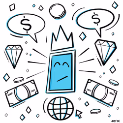 Money on the Internet #1 of 1. Digital illustration 