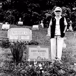 Sue Brown at Andy Warhol's Grave, Bethal Park Pa 2/50