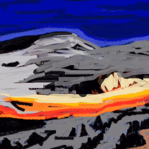Snow Breaking Lava