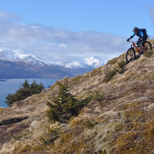 Mountain biker in Kodiak, Alaska, 2018