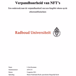 Verpandbaarheid van NFT's - Ira Koumans
