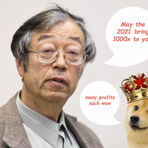 Satoshi & Doge luck card, Comic Sans Edition