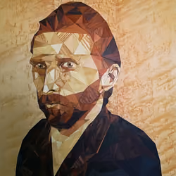 Van Gogh, wooden portrait. Real work