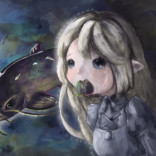 yummy fish ε(  c *╹꒳╹)