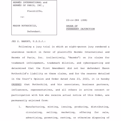 Order Of Permanent Injunction