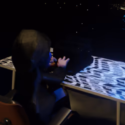 Desktop #253: The Hacker in the Eames Chair With a Drone and a Typewriter on a Pattern Table in Spac