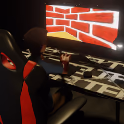 Desktop #18: The Developer in the Gaming Chair With a Desk Lamp and a Maze Monitor on a Barbed Wire 