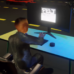 Desktop #252: The Business in the Eames Chair With a Drone and a Old School Monitor on a Green FELT 