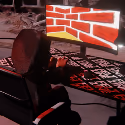Desktop #157: The Hacker in the Black Slim Chair With a Desk Lamp and a Maze Monitor on a Felt Zine 