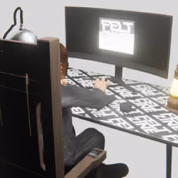 Desktop #32: The Business in the Electric Chair With a Gas Lamp and a Old School Monitor on a Felt Z