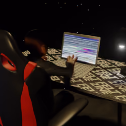 Desktop #289: The Business in the Gaming Chair With a Desk Lamp and a Please Stand By Monitor on a F
