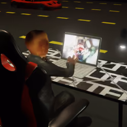 Desktop #199: The Business in the Gaming Chair With a Desk Lamp and a Algo Lite Macbook on a Barbed 